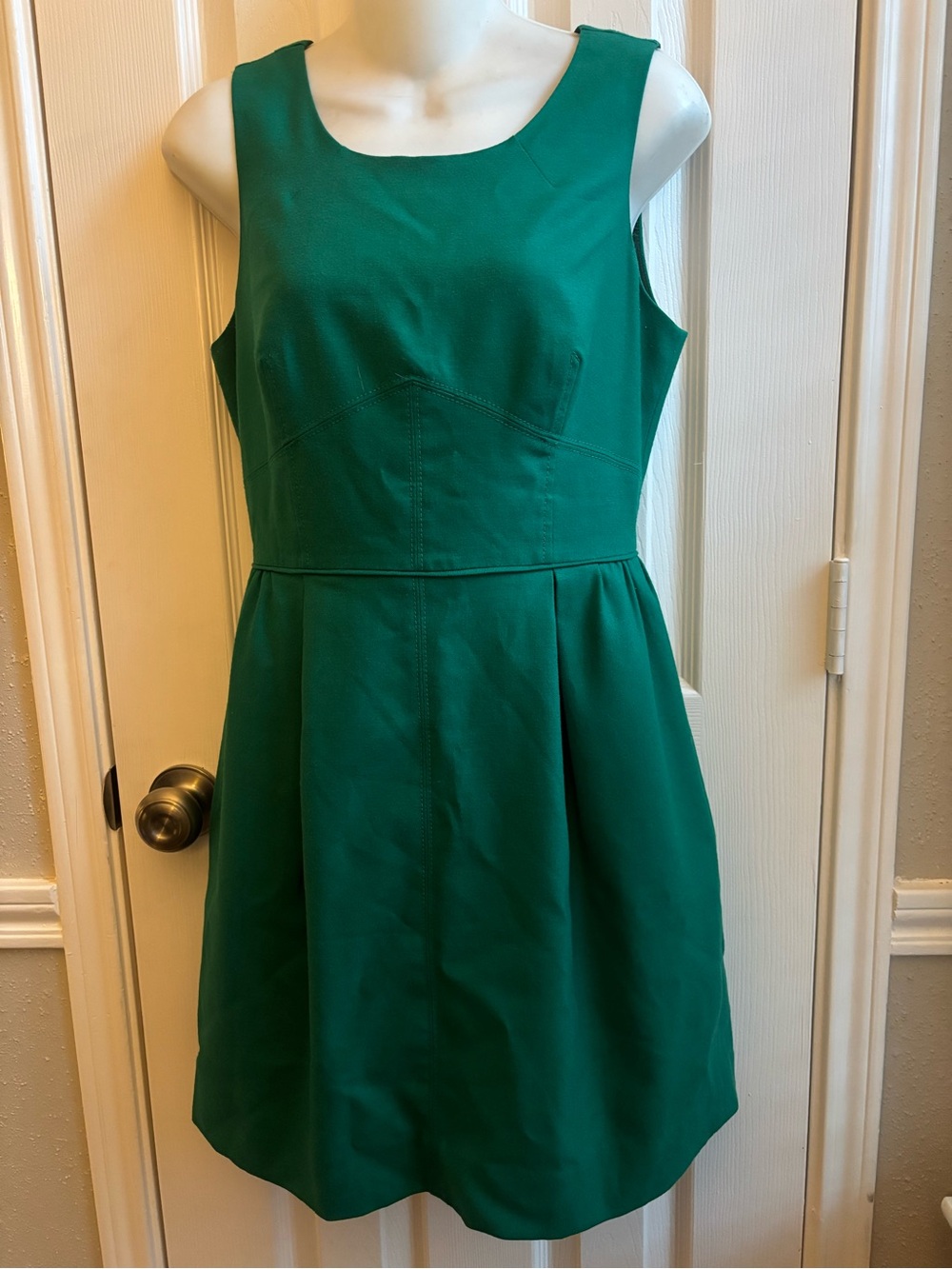 J. Crew Emerald Green Sleeveless Fit-and-Flare Mini Dress